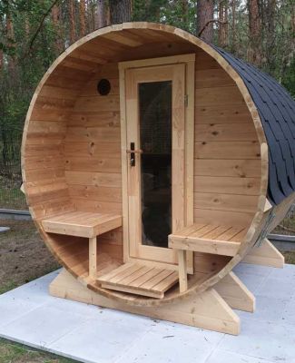 Sauna ogrodowa/ Sauna beczka 186 Mini z werandą